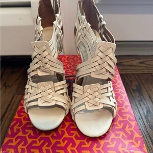 Tory Burch Cream Woven Heels